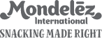 SIMONSAYS DIGITAL AGENCY Mondelez International logo with the tagline "SNACKING MADE RIGHT" emphasizing quality snacking.